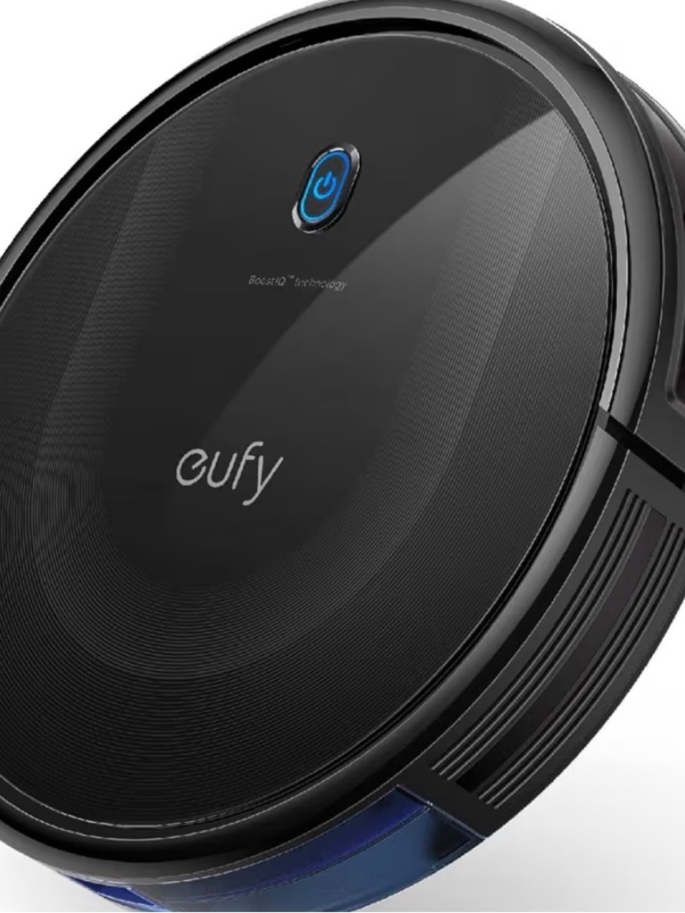 Black Robot Vacuum Cleaner - Glossy Circular Design